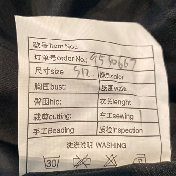 Women’s Black Full Length Chiffon V-Neck Corset Back Dress Leg Split Size 12 - Picture 11 of 14